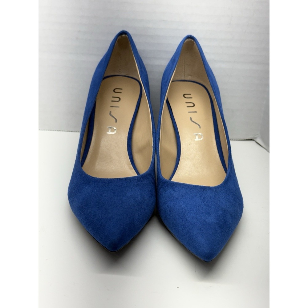 Unisa Blue Suede Pointed Toe Pumps Women's Size 6M Low Heel Slip On Dressy